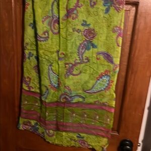 J Jill Vibrant Green / blue Paisley Scarf